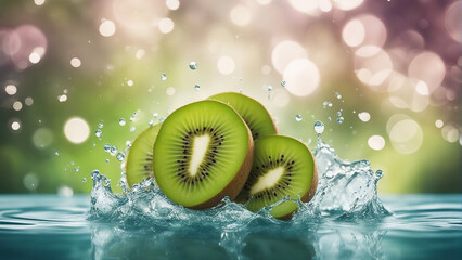 Kiwishape in the water colour splash