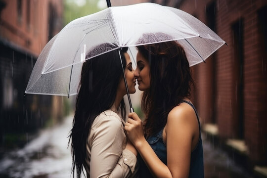 Lesbian Couple having her intimate moment at the Rain