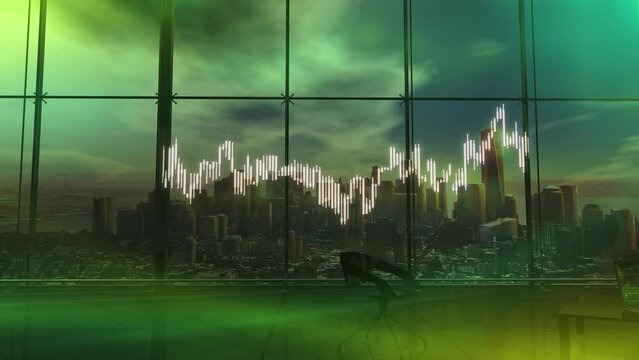 Euro Growth Infographics On Laptop Background In Office 4K