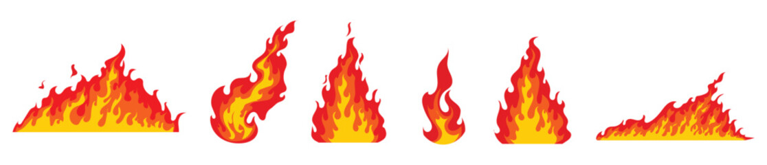 fire flames set vector stock illustration