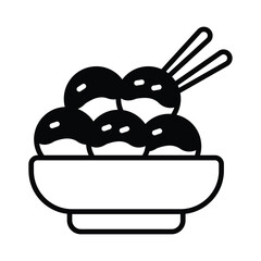 Takoyaki icon isolate white background vector stock illustration.