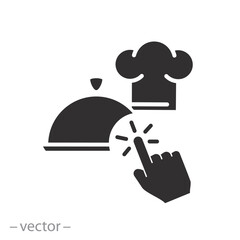 click eat icon, online food order, delivery for chef menu, flat symbol - editable stroke vector illustration