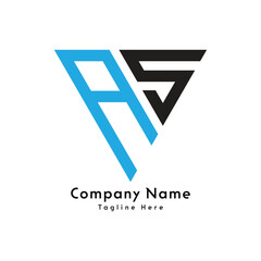 AS letter triangle shape logo design icon