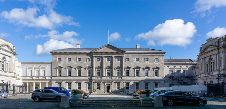 Dublin, Ireland, 27th September 2019. Leinster House, Kildare Street, the  seat of the Oireachtas, the parliament of Ireland.,