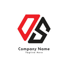DS letter polygon shape logo design icon