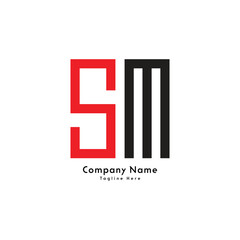 SM letter rectangle shape logo design icon