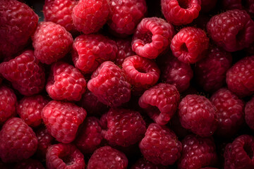 Background of red raspberries seamless pattern