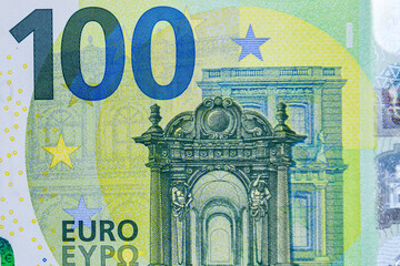 Closeup of the european union one hundred euro banknote