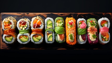 Fusion sushi rolls blending cuisines