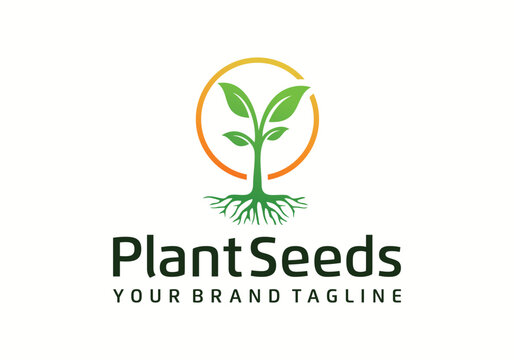 organic plant seed logo design template
