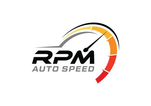 Speed rpm, speedometer driver race logo design template