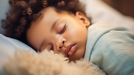 Joyful dreams accompany the baby in the cozy bed.