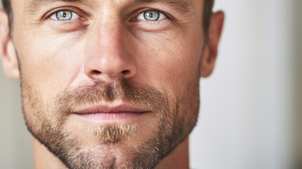 Obraz premium A close, detailed look at the intensity in the man's eyes.