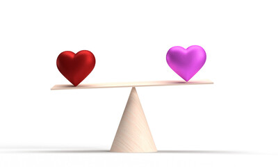 Love Heart red pink violet purple color gradient balance wooden triangle symbol decoration ornament happy valentine day 14 fourteen february gift romantic relaxation together symbol sign sale wedding 