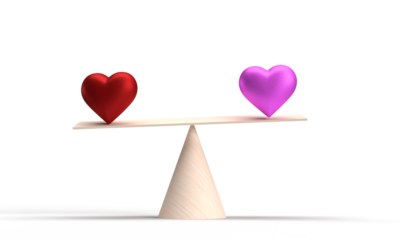 Love Heart red pink violet purple color gradient balance wooden triangle symbol decoration ornament happy valentine day 14 fourteen february gift romantic relaxation together symbol sign sale wedding 