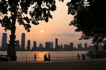 sunset in park