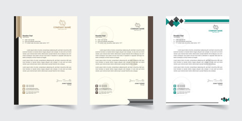 Corporate modern letterhead design template with yellow, blue, green and red color. creative modern letter head design template for your project. letterhead,  Business letterhead Template, Newsletter - obrazy, fototapety, plakaty