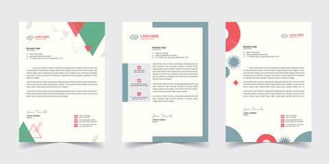 Corporate modern letterhead design template with yellow, blue, green and red color. creative modern letter head design template for your project. letterhead,  Business letterhead Template, Newsletter