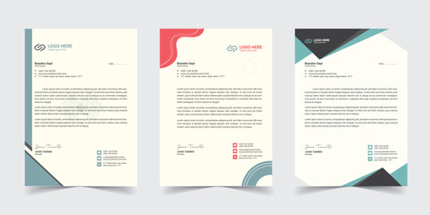 Corporate modern letterhead design template with yellow, blue, green and red color. creative modern letter head design template for your project. letterhead,  Business letterhead Template, Newsletter