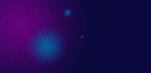 Abstract background with gradient blur and grain noise texture. Multicolor banner with blurry circles. Suitable for social media, print, covers, posters. Wide banner size.