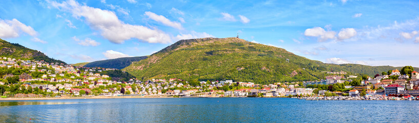 Panoramic view of Bergen around Lungegardsvann, Norway - 685883175