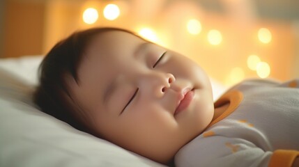 Obraz na płótnie Canvas Innocence and tranquility fill the sleeping baby's room.