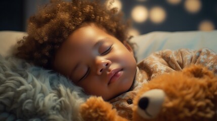The snugness of the bed brings comfort to the sleeping child.