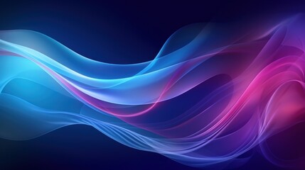 Modern dynamic transparent lines wave flow in blue purple color background. AI generated