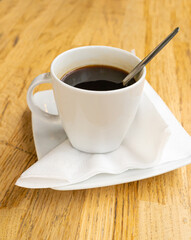 Fresh Black Coffee in Outdoor Cafe, Coffee Cup in Coffeeshop City, Black Coffee on Restaurant Table