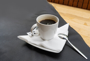 Fresh Black Coffee in Outdoor Cafe, Coffee Cup in Coffeeshop City, Black Coffee on Restaurant Table