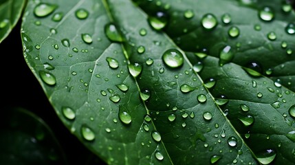 Macro shots of raindrops on leaves