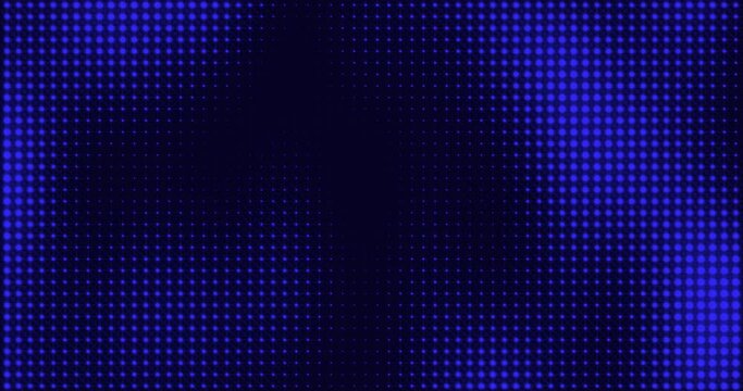 Abstract glowing blue color halftone motion background. Moving dots seamless loop. Abstract animated dot texture background.