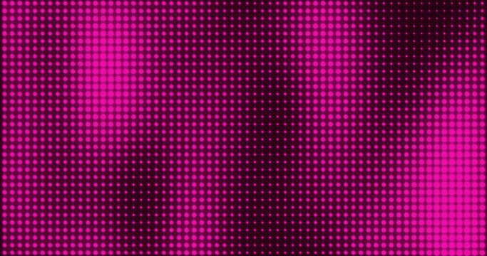 Abstract glowing pink color halftone motion background. Moving dots seamless loop. Abstract animated dot texture background.