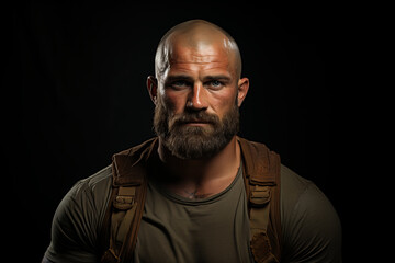 Fototapeta premium Serious strong man with huge muscles