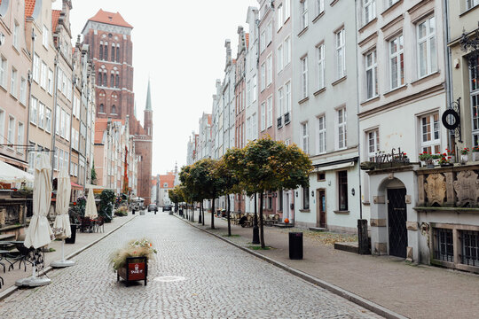 Gdansk, Poland 30 October 2022: Amazing architecture of the old town of Gdansk. Piwna str