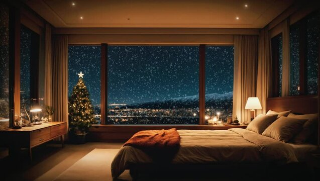 luxury bedroom on Christmas night