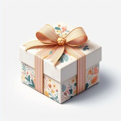 3d gift box with ribbon present package isolated on white background 