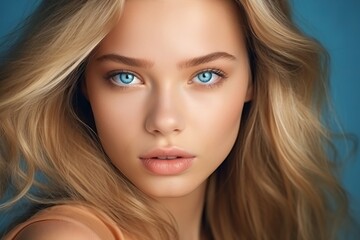 Fototapeta premium beautiful girl posing in studio with wide blue eyes