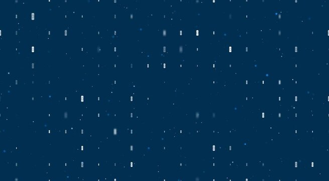 Template animation of evenly spaced beer can symbols of different sizes and opacity. Animation of transparency and size. Seamless looped 4k animation on dark blue background with stars