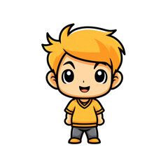 Happy cartoon boy character. Isolated full body view in a minimalistic style