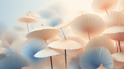  a close up of a bunch of flowers and mushrooms in pale colours - obrazy, fototapety, plakaty