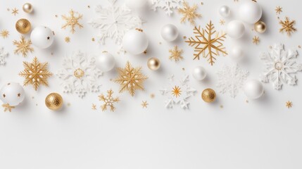 Fototapeta premium white and gold christmas holiday card,