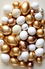 golden easter eggs on white background,