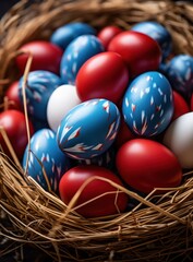 red, white and blue easter eggs,