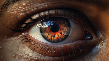 Human Eye With Papilloma virus Around Skin. Macro, Closeup, African American Person Horizontal. AI Generated