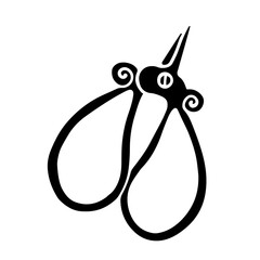 Silhouette,doodle scissors.Decorative element of sewing accessories.Vector graphics.