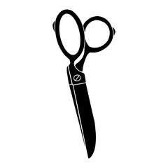 Silhouette,doodle scissors.Decorative element of sewing accessories.Vector graphics.