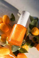 Orange cosmetic glass bottle mockup