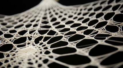 Gros plan macro d'un réseau de fils crochetés en forme de toile d'araignée