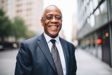 Fototapeta premium Portrait of a smiling businessman in the city